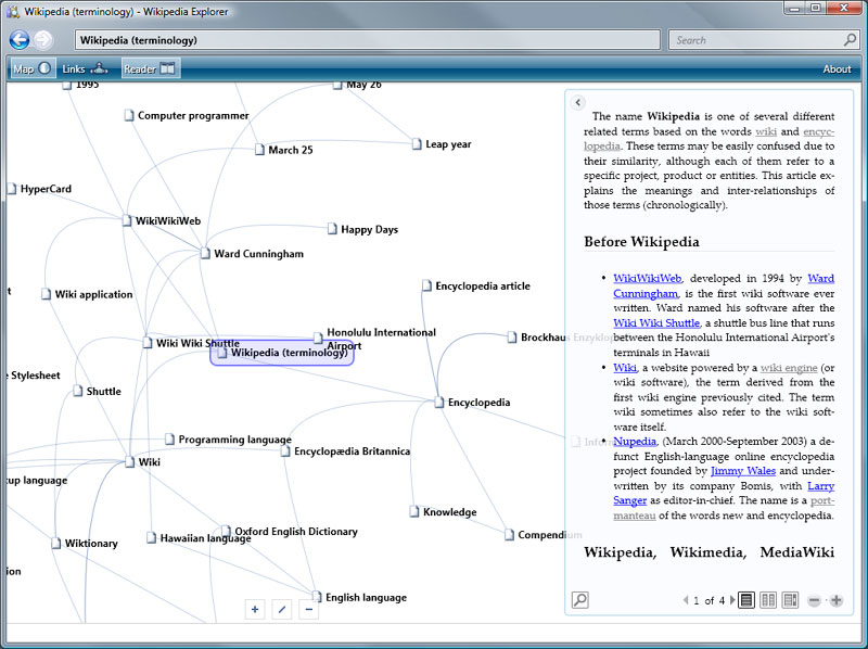 Wikipedia Explorer interface